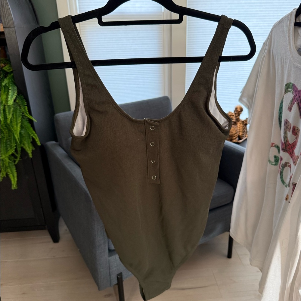 Olive Green Sleeveless Bodysuit